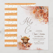 Invitation Aquarelle Rouille La vache Highland TURE UN (Devant / Derrière)