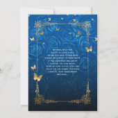 Invitation Aquarelle Royal Blue Gold Elegant Quinceanera (Dos)