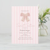 Invitation Aquarelle Ruban Rose Rayé Douze Ans (Debout devant)