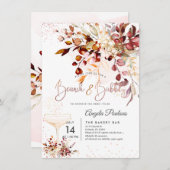 Invitation Aquarelle Russe Automne Eucalyptus Brunch Bubbly (Devant / Derrière)