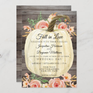 Invitation Aquarelle russe Citrouille floral bracelet corail