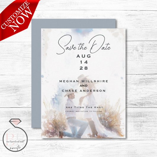 Invitation Aquarelle Russe Cowboy Mariage