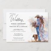 Invitation Aquarelle Russe Cowboy Mariage (Devant)