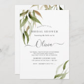 Invitation Aquarelle Russe Eucalyptus Fête des mariées (Devant / Derrière)