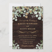 Invitation Aquarelle Russe Eucalyptus Mariage or (Devant)