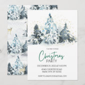 Invitation Aquarelle Russe fête de Noël Deer Forest (Devant / Derrière)