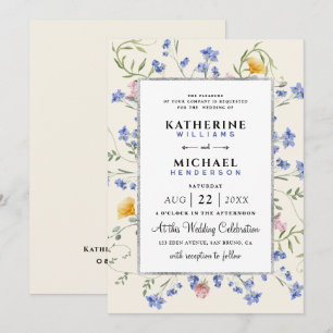 Invitation aquarelle Russe fleur sauvage prairie Mariage à hu