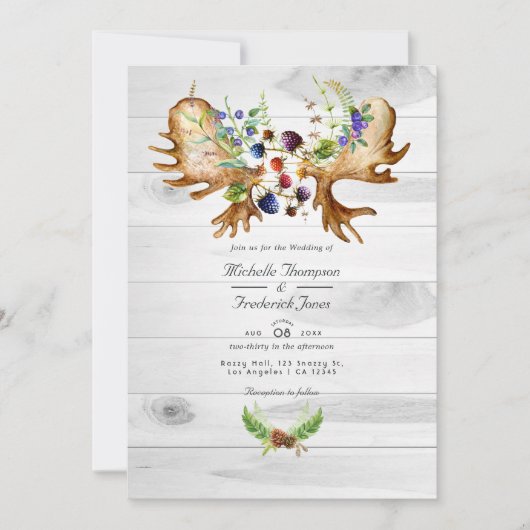 Invitation Aquarelle Russe Forêt QR Code RSVP Mariage (Devant)