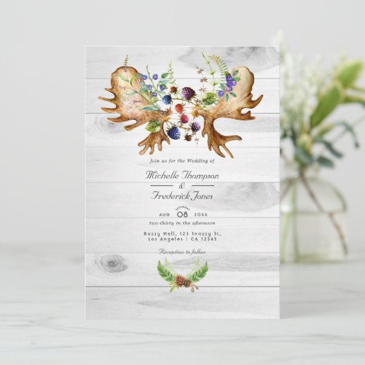 Invitation Aquarelle Russe Forêt QR Code RSVP Mariage (Debout devant)