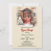 Invitation Aquarelle Russe Neige Noël Open House (Devant)