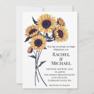 Invitation Aquarelle Russe Pays Mariage de tournesol