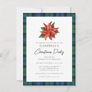 Invitation Aquarelle Russe Plaid Campbell Tartan Christmas