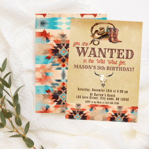 Invitation Aquarelle Russe Sud-Ouest Cowboy Anniversaire