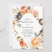 Invitation Aquarelle Rustic Fall Floral Mariage (Devant)