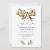 Invitation Aquarelle Rustic Forest Siroter et voir la fête (Devant)