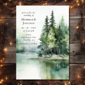 Invitation Aquarelle Rustic Lake Woodland Forest Mariage