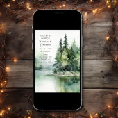 Invitation Aquarelle Rustic Lake Woodland Forest Mariage