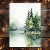 Invitation Aquarelle Rustic Lake Woodland Forest Mariage