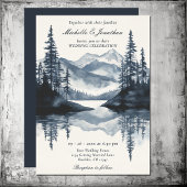 Invitation Aquarelle Rustic Mountain Lake Mariage forestier