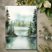 Invitation Aquarelle Rustic Mountain Lake Mariage forestier