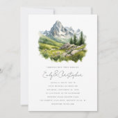 Invitation Aquarelle Rustic Mountain Mariage paysage (Devant)