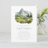 Invitation Aquarelle Rustic Mountain Mariage paysage (Debout devant)