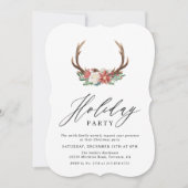 Invitation Aquarelle rustique Antler Noël | Fête (Devant)