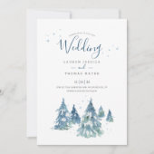 Invitation Aquarelle Rustique Arbre d'hiver Mariage (Devant)