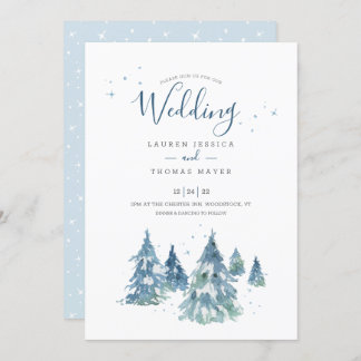 Invitation Aquarelle Rustique Arbre d'hiver Mariage