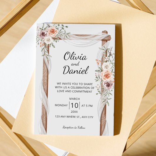 Invitation Aquarelle Rustique Arc Floral | Mariage Boho
