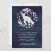 Invitation Aquarelle rustique Arctic Fox Mariage de la marine (Devant)