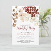 Invitation Aquarelle Rustique Automne Baby shower Floral Invi (Debout devant)