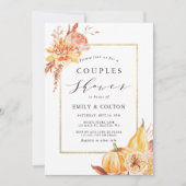 Invitation Aquarelle Rustique Automne Couples Floral Douche (Devant)