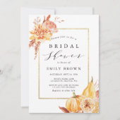 Invitation Aquarelle Rustique Automne Fête des mariées floral (Devant)