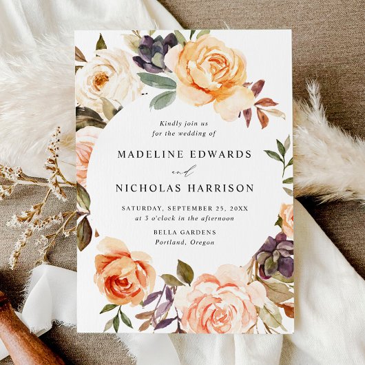 Invitation Aquarelle Rustique Automne Mariage