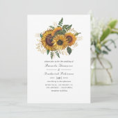 Invitation Aquarelle Rustique Automne - Mariage de tournesol (Debout devant)