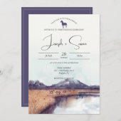 Invitation Aquarelle rustique Autumn Mountain Lake Mariage (Devant / Derrière)