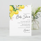 Invitation Aquarelle rustique Baby shower citron jaune (Debout devant)
