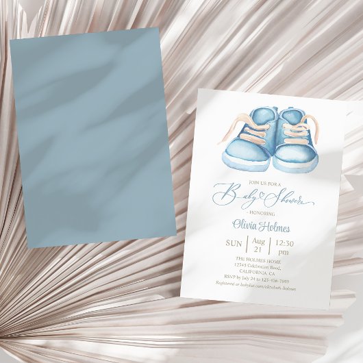 Invitation Aquarelle rustique Baby shower de chaussures pour