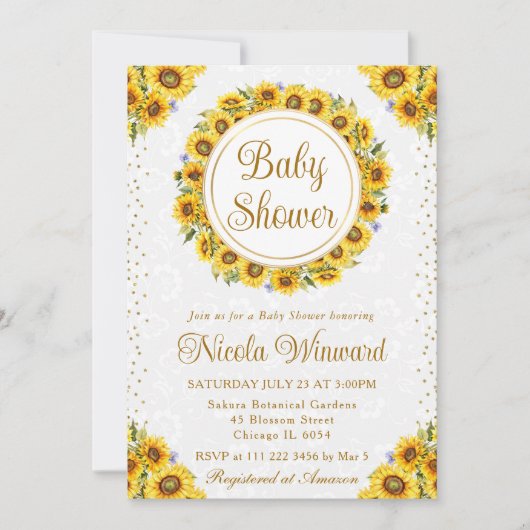 Invitation Aquarelle Rustique Baby shower de couronne de tour (Devant)