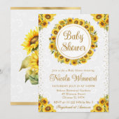 Invitation Aquarelle Rustique Baby shower de couronne de tour (Devant / Derrière)