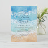 Invitation Aquarelle rustique Baby shower de plage de mer d'é (Debout devant)