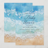 Invitation Aquarelle rustique Baby shower de plage de mer d'é (Devant / Derrière)