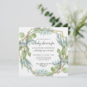 Invitation Aquarelle rustique Baby shower géométrique (Debout devant)