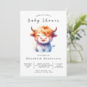 Invitation Aquarelle Rustique Baby shower simple de vache (Debout devant)