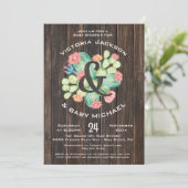 Invitation Aquarelle rustique Baby shower Succulent (Debout devant)