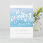 Invitation Aquarelle rustique bleu (Debout devant)