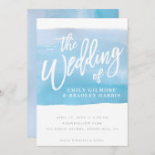 Invitation Aquarelle rustique bleu (Devant / Derrière)