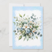 Invitation Aquarelle rustique bleu et or (Dos)