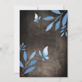 Invitation Aquarelle rustique bleu papillon fleuri babyshower (Dos)